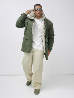 Парка мужская зимняя удлиненная с мехом цвета хаки 2606Kh - Mtforce фото 16