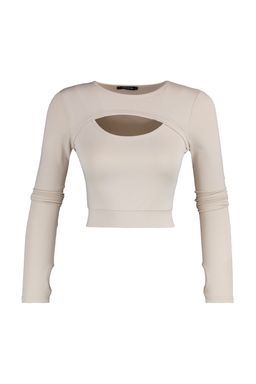Trendyolmilla Tas Crop Pencere/Cut Out ve Bas Parmak Delik Detayl? Orme Spor Ust/Bluz TWOAW22BZ0481  фото 13
