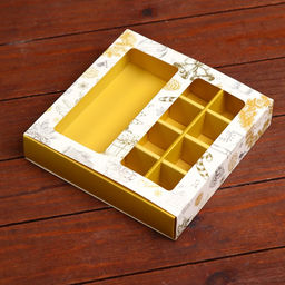 Коробка для конфет, 8 конфет и шоколадка, 17,7 х 17,7 х 3,8 см Праздничная ёлка - UPAK LAND фото 3