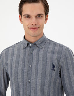 Мужская темно-синяя рубашка с длинным рукавом - U.s. polo assn фото 2