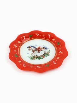 Тарелка плоская новогодняя Игрушки, d=23 см, стекло
