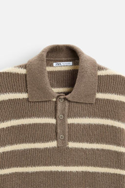 TEXTURED STRIPED KNIT POLO SWEATER - Zara фото 8