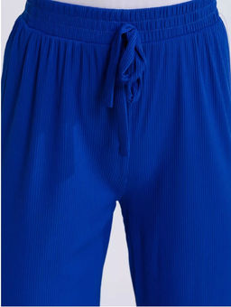 K11376 Брюки палаццо в рубчик СИНИЙ