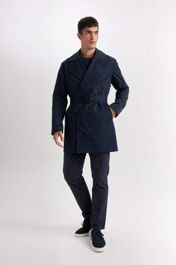 Slim Fit Dar Kesim Dugmeli Kemerli Trenckot - Defacto фото 3