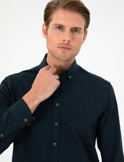 Рубашка Pierre Cardin Regular Fit дл рукав темно‑синяя