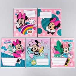 Цена за 10 шт. Тетрадь 12 листов в клетку "Минни Маус", МИКС