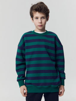 Свитшот для мальчиков в сине-зеленую полоску - Mark formelle фото 5