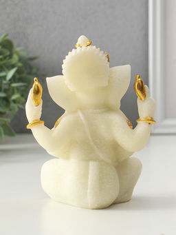 Фигурка песчаник «Ганеша - мудрость и благополучие», белый с золотом, 8×13×18.5 см