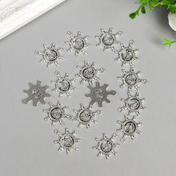 Цена за 30 шт. Металлический элемент, декоративная подвеска Арт Узор. Штурвал с якорем, 2.3?2.3 см