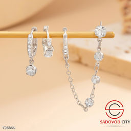 Набор серёг-каффов с кристаллами - Bruno фото 3