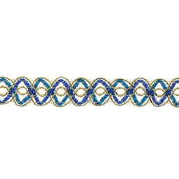 Тесьма «Змейка», сине-голубая с золотом, 1.5 см, 25 м
