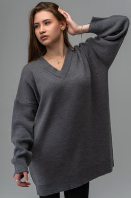 Женский удлиненный джемпер оверсайз с V-вырезом Happyfox - Happy fox фото 9