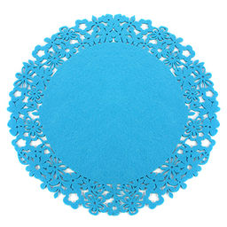 Салфетка под горячее (сервировочная) "Цветочный кант" д38см фетр, цвет - голубой (Китай)