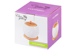 Сахарница 620 мл 12*12*12 см Птички на ветке + ложка + дер. крышка на дер. подставке - Elan gallery фото 9