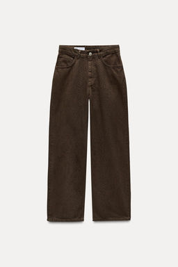 RELAXED OVERSIZE TAPERED ANIMAL PRINT HIGH-WAIST TRF JEANS - Zara фото 7