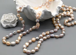 Бусы длинные из жемчуга барокко 8*10мм цвет белый, кремовый, розовый, 110см