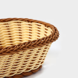 Корзинка для фруктов и хлеба Доляна «Молочный шоколад», 25×17 см, пластик, плетёная, молочная