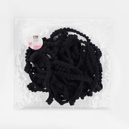 Тесьма декоративная с помпонами, 12±2 мм, 9.1±0.5 м, чёрная