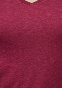 V Yaka Flaml? Bordo Basic Tisort - Mavi фото 6