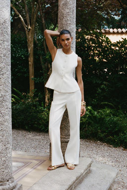 HIGH-WAIST STRAIGHT-LEG TROUSERS