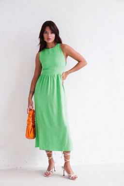 Платье с перекрещенными бретелями салатовое - Martichelli фото 2
