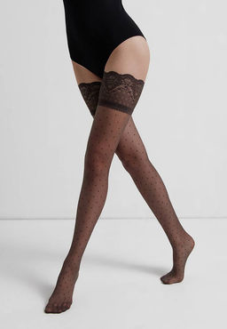 Чулки CONTE Чулки в горошек с ажурной резинкой HAPPY grafit