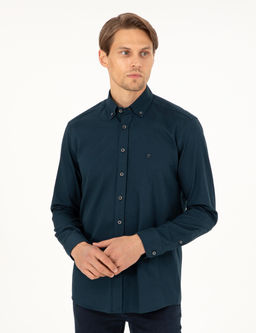 Lacivert Regular Fit Uzun Kollu G_mlek