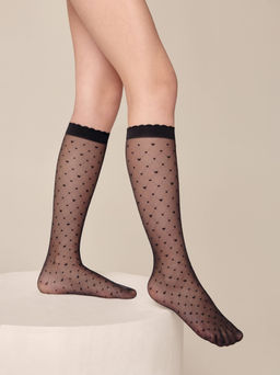 Цена за 2 пары. Тонкие гольфы с геометрическим рисунком сердечки MOLLY - Conte elegant фото 7