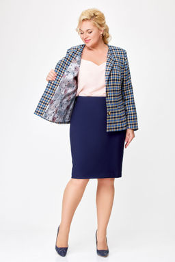 Костюм Swallow 687 бежево-голубая клетка+синий фото 3