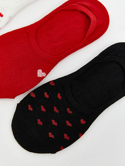 Kalp Desenli Kad?n Babet ?orap 3l?