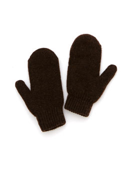 Детские варежки из монгольской шерсти темно-коричневые