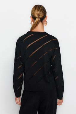 Siyah Ajurlu/Delikli Triko Kazak TWOAW24KZ00157 - Trendyolmilla фото 5