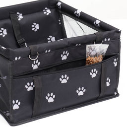 Автокресло для животных 40*30*25 см, чёрное с белыми лапками - Пижон фото 9