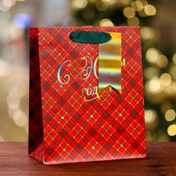 Пакет подарочный С Новым годом , клетка, люкс 18 х 22,3 х 10 см - Simaland фото 7