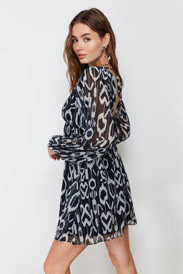 TRENDYOLMILLA Turuncu Etnik Desenli Belden Ac?lan Sifon Astarl? Mini Dokuma Elbise TWOSS23EL00519  фото 18