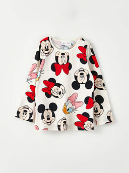 Bisiklet Yaka Uzun Kollu Minnie Mouse Bask?l? Pamuklu K?z Bebek Pijama Tak?m? - Waikiki фото 2