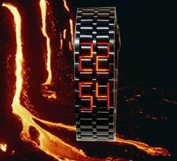 LED-часы "Самурай" Черный браслет, красные диоды 903457