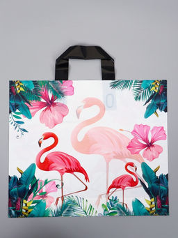 Цена за 50 шт. Пакет с петлевой ручкой "Фламинго" светлый 35 х 30 х 8, см, 60 мкм