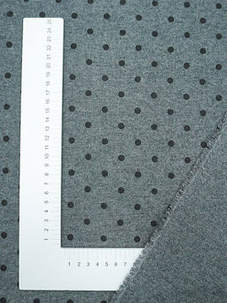 Теплый хлопок меланж Черный горох (6мм) цв.графитово-серый, ш.1.45м, хлопок-60%, п/э-40% - Купава фото 2