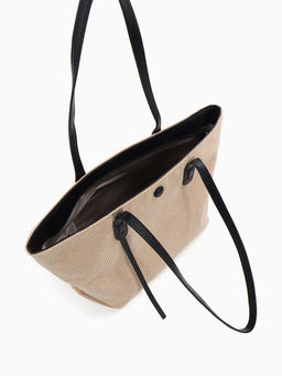 Сумка - шоппер женская на молнии, 39×14×25 см, бежевая