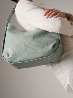 Сумка кожаная тоут Deboro 30422 серо-зеленый