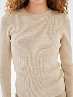 Bisiklet Yaka Dokulu Kad?n Triko Kazak