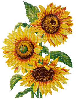 Кристальная (алмазная) мозаика ФРЕЯ ALPD-090 на подрамнике Подсолнухи на закате 30 х 40 см