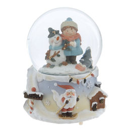 Фигурка декоративная "Снеговик" в стекл шаре (муз, вьюга, АААх3, н/п), L11 W11 H14 см