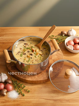 Кастрюля 20см нерж. с деревянными ручками OLS-410-5
