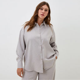 Блузка женская MIST plus-size, размер 52, серо-бежевая