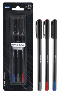 Набор шарик.ручек Linc PENTONIC ассорти 3 цв. 0,7 мм 3 шт кругл. корп.