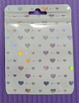 Цена за 100 шт. Пакет подарочный 7,5х10 см сердце белый / ZIP-02-1 /уп 100/5000/ zip-lock застежка