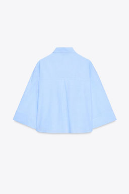 CAMISA CORTA TAPETAS RAYAS / Blanco / Celeste - Zara фото 8