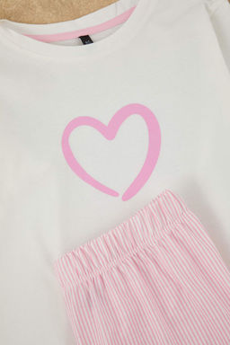 Pudra K?z Cocuk Bask?l? Pijama Set Orme Alt-Ust Tak?m TKDAW26PT00007 - Trendyolmilla фото 4